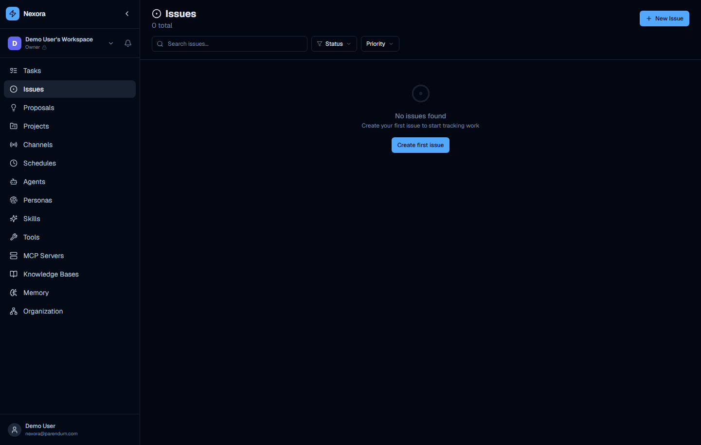 Issues page showing the issue tracker