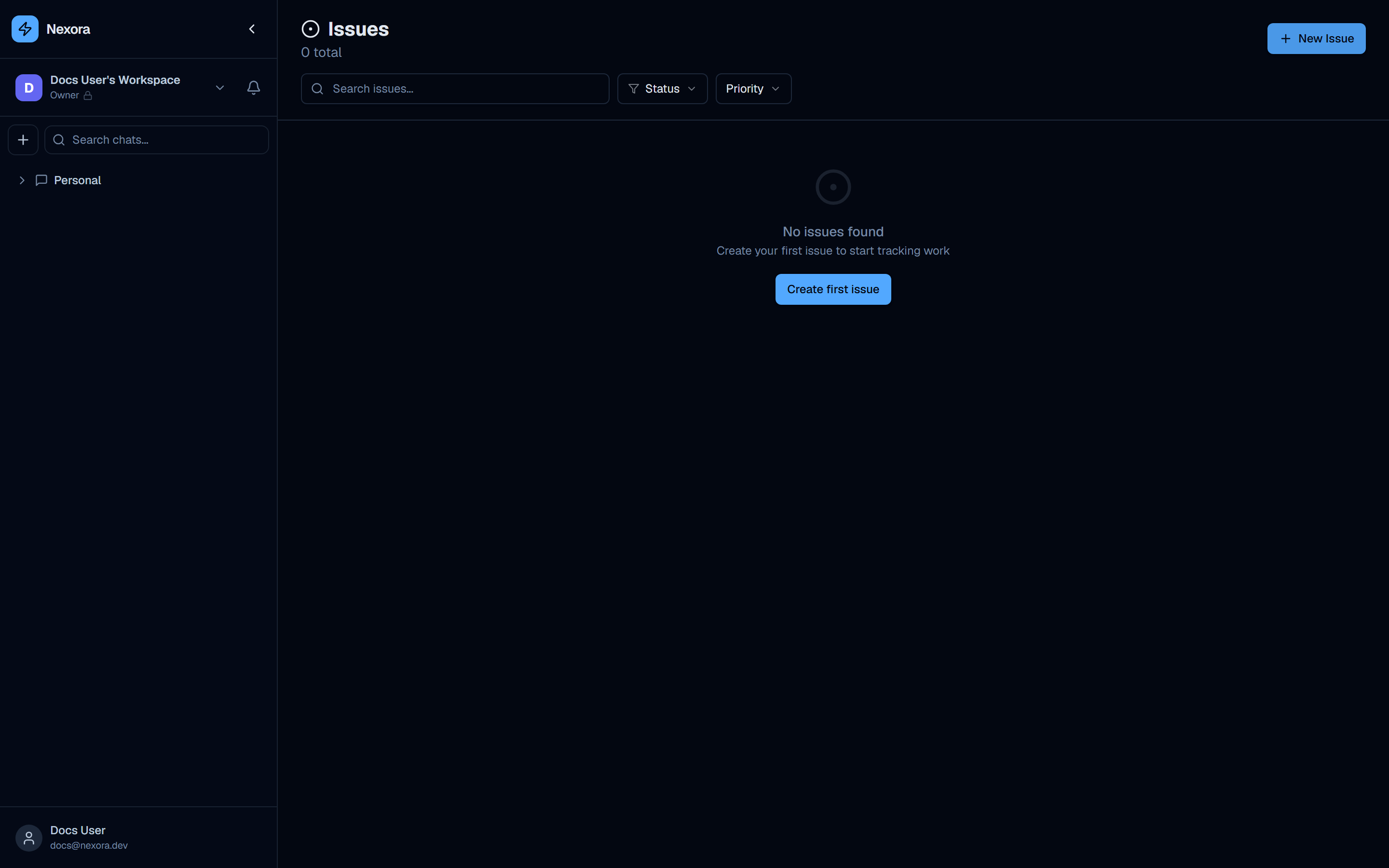 Issues page showing the issue tracker