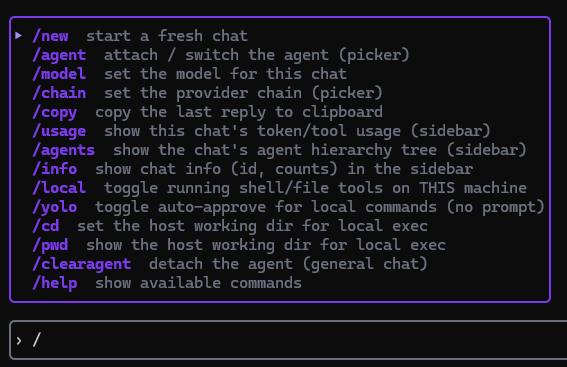 Slash command autocomplete in the composer
